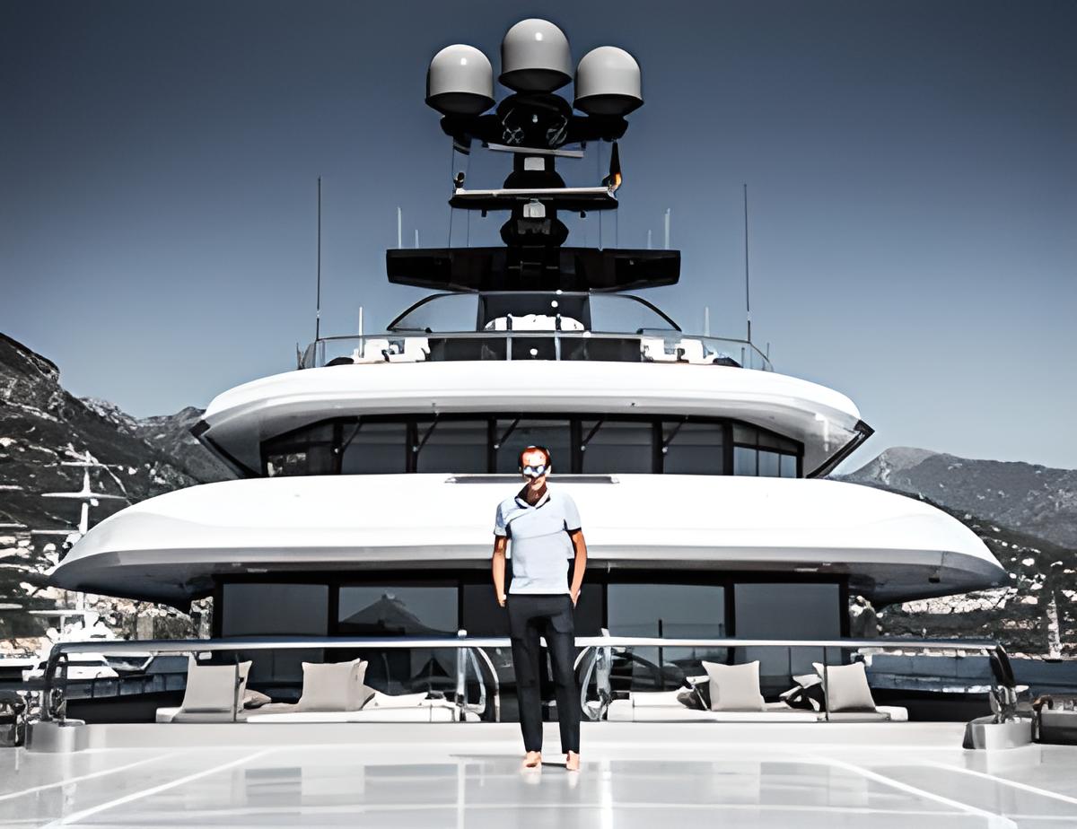 Photo of a man standing on a superyacht.
