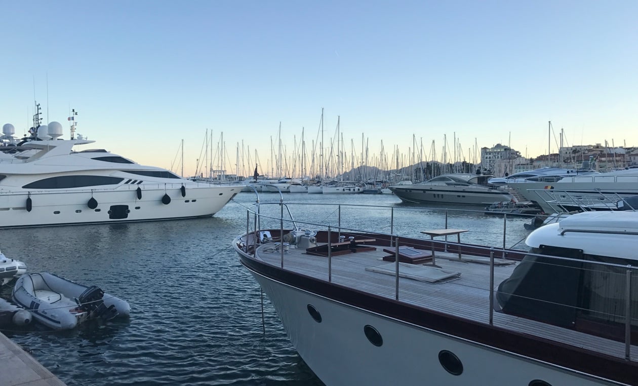Photo of a variety of yachts.