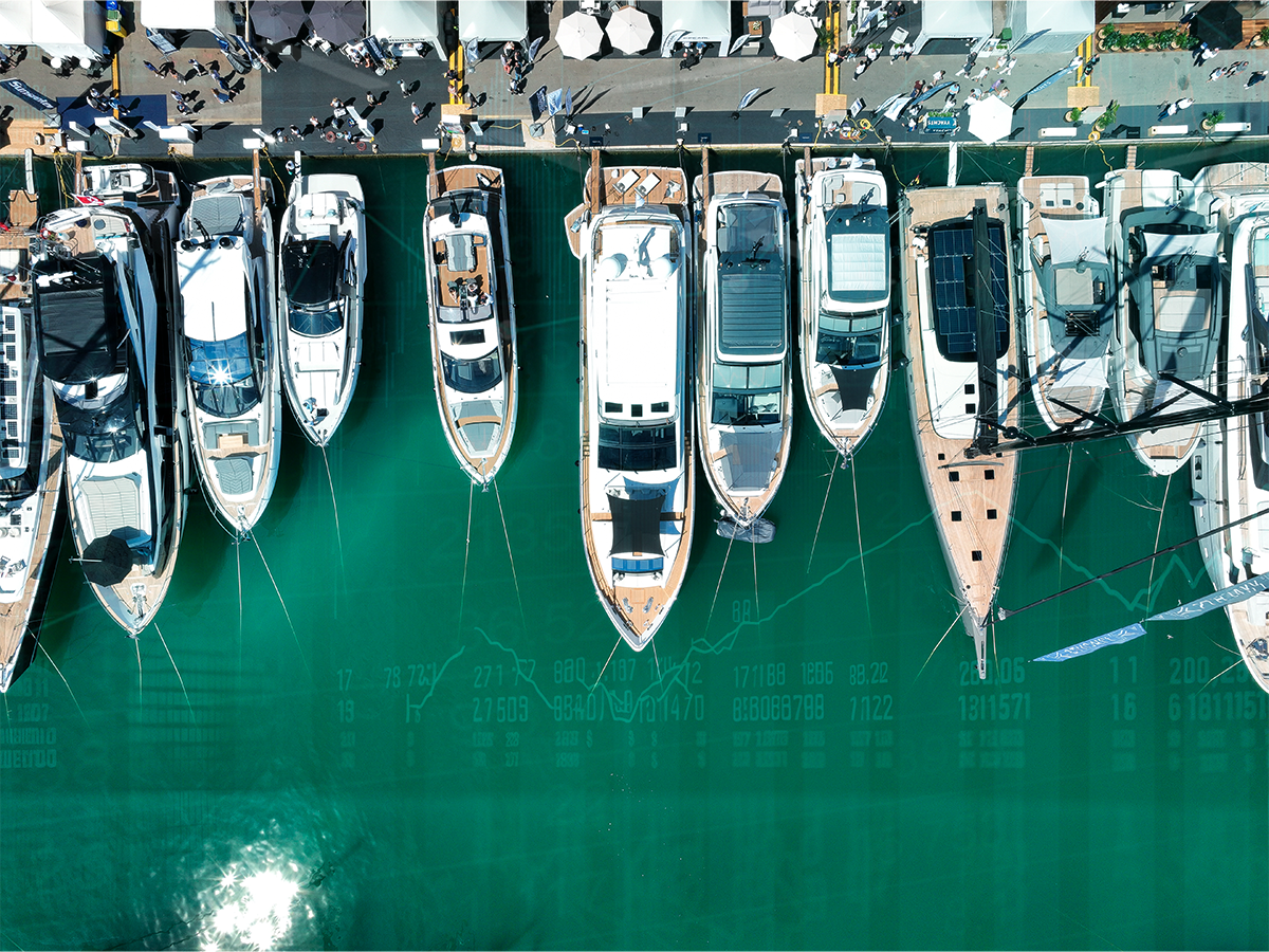 Boats docked in a Marina