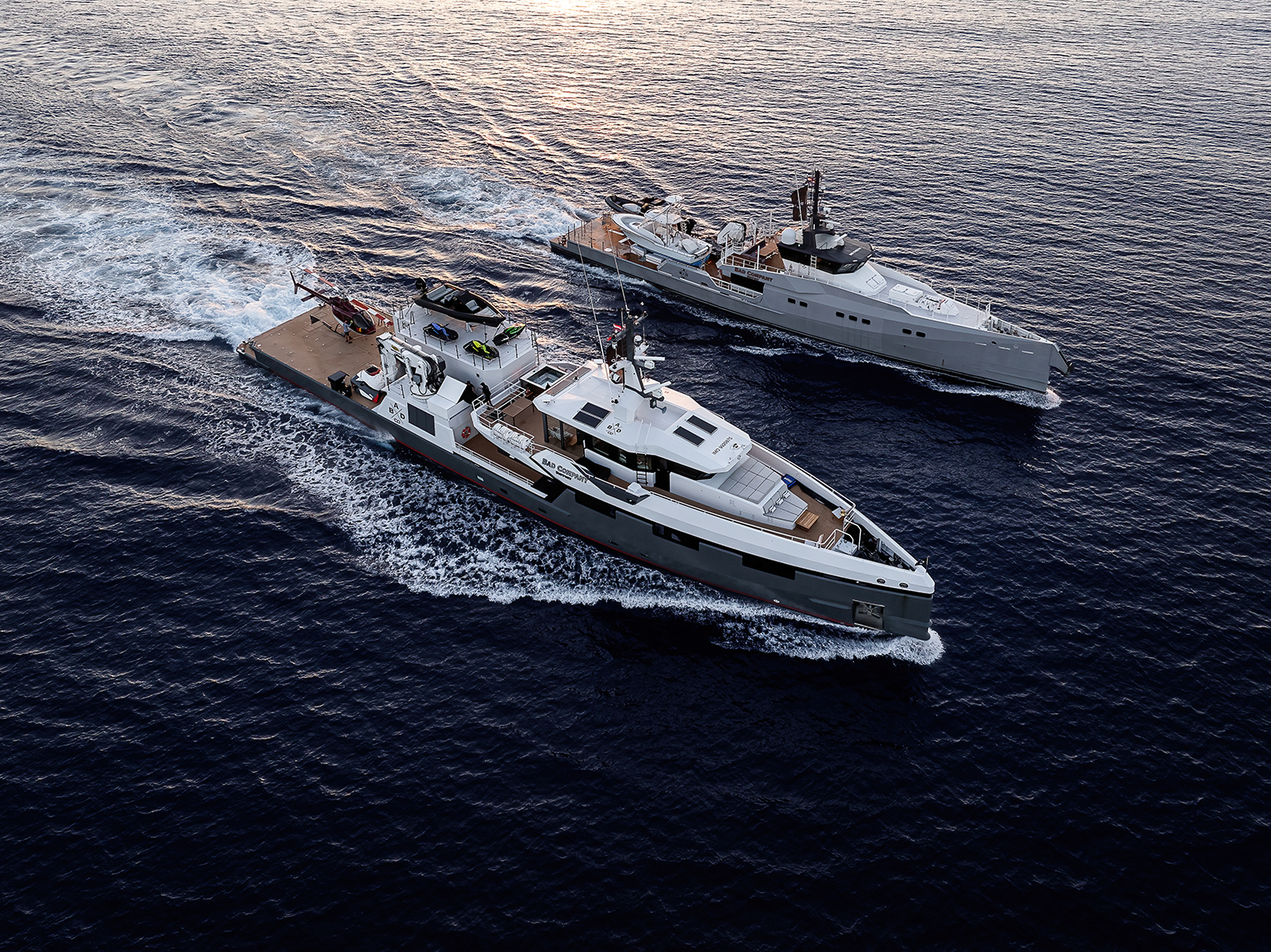 A couple of Bad Company Support superyachts on the water